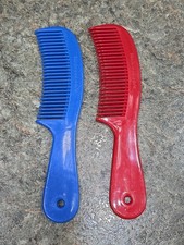 Vintage Unbreakable Pocket Purse Comb Lot Of 2 Red Blue 6.5" Made In USA