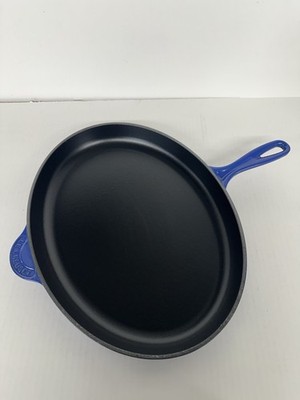 Le Creuset #40 Cobalt Blue 11.5 x15.75  Oval Skillet Frying Cast Iron Pan France