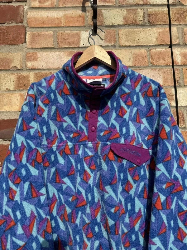 Lotto Vintage Pattern 1/4 Button Fleece Pullover Colourful - Image 2 of 4