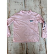 Vineyard Vines Girls Pink Long Sleeve Whale Pocket T-Shirt Size 5 Floral Graphic