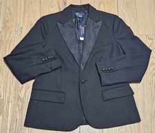 NWT Polo Ralph Lauren Women Black Single Button 100 Wool Blazer Jacket 598