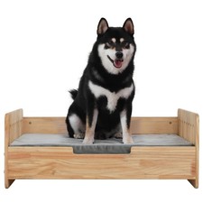 Elevated Dog Beds Frame with Mattress, Raised Wood Pet Bed Sofa Indoor for Me...