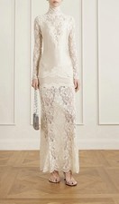 Rabanne ***SOLD OUT*** Long Sleeve Turtleneck Lace Maxi Dress Bridal Satin