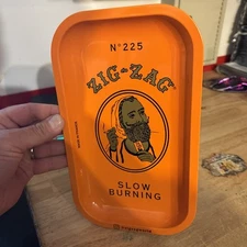 Zig Zag Tray Plate Cigarette Papers Smoker Tobacco Collector METAL GIFT Orange
