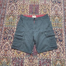 VTG 00s Ocean Pacific Black Red Grid Cargo Shorts Size 36 Cotton OP Surf Baggy
