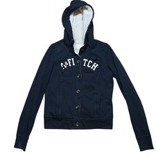 Y2K Abercrombie  Fitch Women  s Button Up Hoodie Sweatshirt M Sherpa Lined VTG