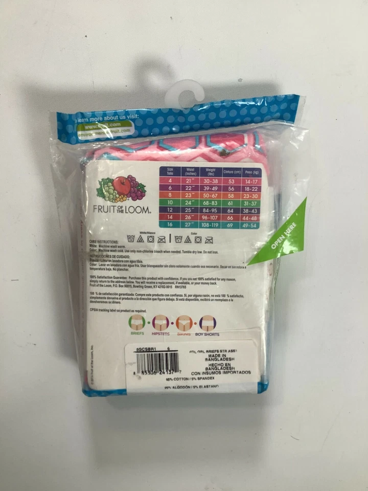 Pack de 5 calzoncillos Fruit Of The Loom rosa azul para niñas ¡NUEVOS! Foto 2 de 2