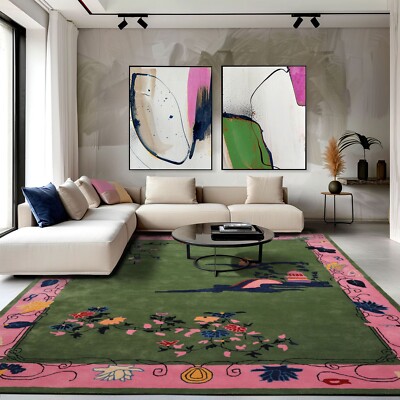 LoomBloom Multi Size Green Hand Tufted Chinese Art Deco New Zealand Wool Rug
