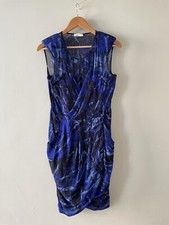 Whistles Blue Silk Dress UK 12 Knee Length Evening Party Wedding
