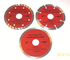 3pc 4" DIAMOND DRY/WET SAW BLADES WHEELS TILE CONCRETE