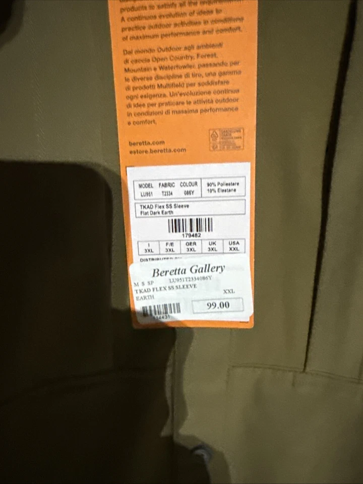 Beretta TKAD Flex Short Sleeve Shirt Men's XXL Color: Earth (olive) - Image 4 of 4
