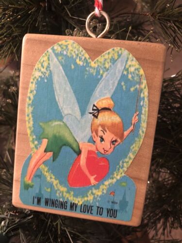 Disney Valentinstag handgefertigtes Ornament 2-seitig Vintage Disneyland Tinker Bell Chip Dale - Bild 1 von 5