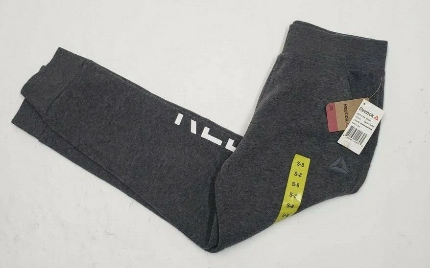 Pantalones deportivos para correr Reebok de ajuste regular gris pequeño 8 para niños Foto 4 de 4