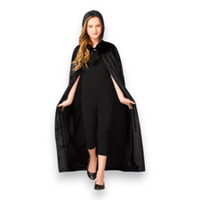 NIB Girl's Black Hooded Velvet Cape One Size