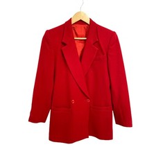 Vintage Andre' Barreau women's blazer Collared Red 100 Pure Wool Size M