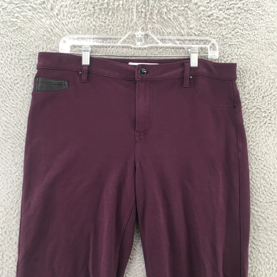 Pantalones Calvin Klein & Co Mujer 16 Púrpura Pierna Cónica Tiro Medio Cremallera Mosca Foto 2 de 4
