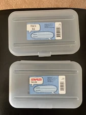 Staples Plastic Pencil Boxes, New-clear-teal-blue and pink