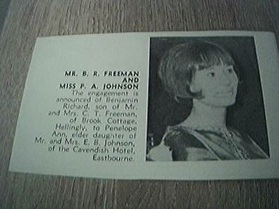 ephemera 1967 bild sussex verlobung b r freeman miss p a johnson eastbourne