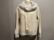Women's SUNDANCE Cotton Lambswool Angora Nylon Cable Knit Cowl Sweater Size L