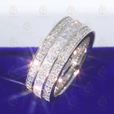 3.8CTW Princess Cut Moissanite Full Eternity Band Ring 14k White Gold Plated