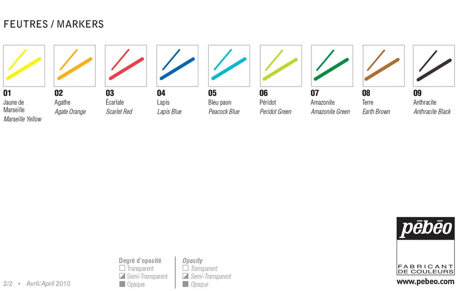 PEBEO PORCELAINE 150 TIP MARKERS  9 Colours  Bullet Tip 1.2mm and Fine Tip 0.7mm - image 2 of 4