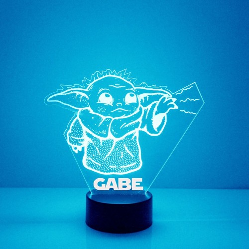 Baby Yoda Personalized FREE Star Wars LED Night Light Lamp + Remote - Picture 7 of 8