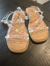 STEVE MADDEN GIRLS SIZE 3 MULTICOLORED STUDDED STRAPPY SANDAL NWOT