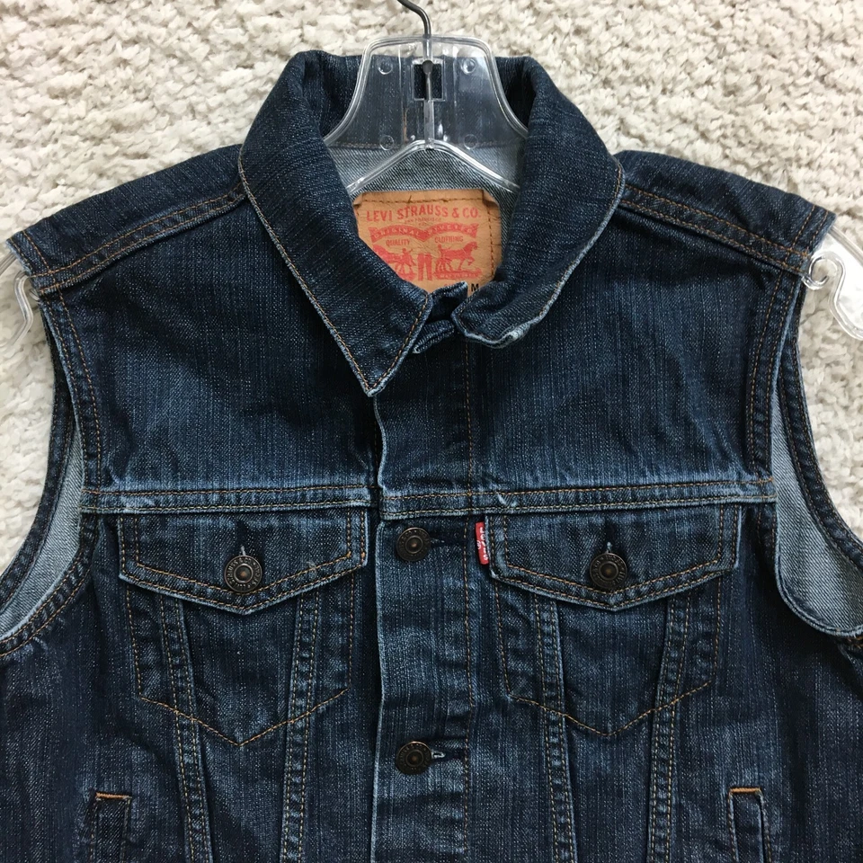 Chaleco Chaqueta Levis Mediana Juvenil 10-12 Azul Denim Sin Mangas Jeans Camionero Niñas M Foto 2 de 4