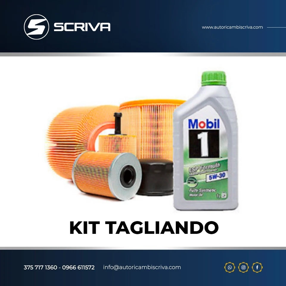 COME DESCRIZIONE KIT TAGLIANDO 6 LT OLIO MOBIL 5W30+4 FILTRI Mercedes Classe C W203 220 CDI 150CV