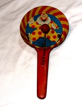 T COHN TIN LITHO NOISEMAKER NEW YEARS EVE PARTY FAVOR USA CLOWN CLACKER CLAPPER