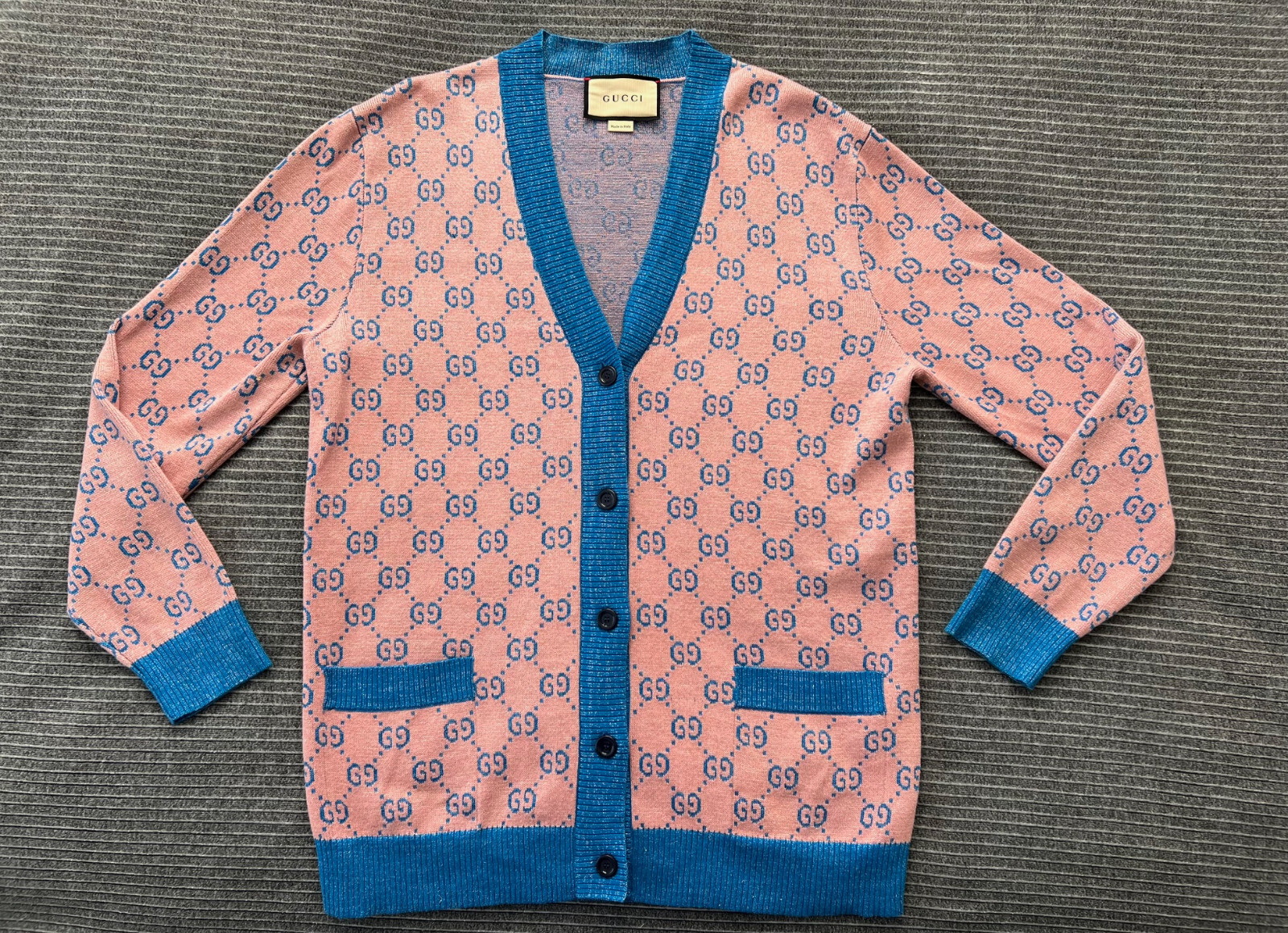 Authentic GUCCI Women Jacquard Knit Cotton Cardigan Size M