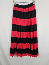 Vtg 80's Carol Horn Pleated Striped Knit Maxi Skirt Size XS USA Made
