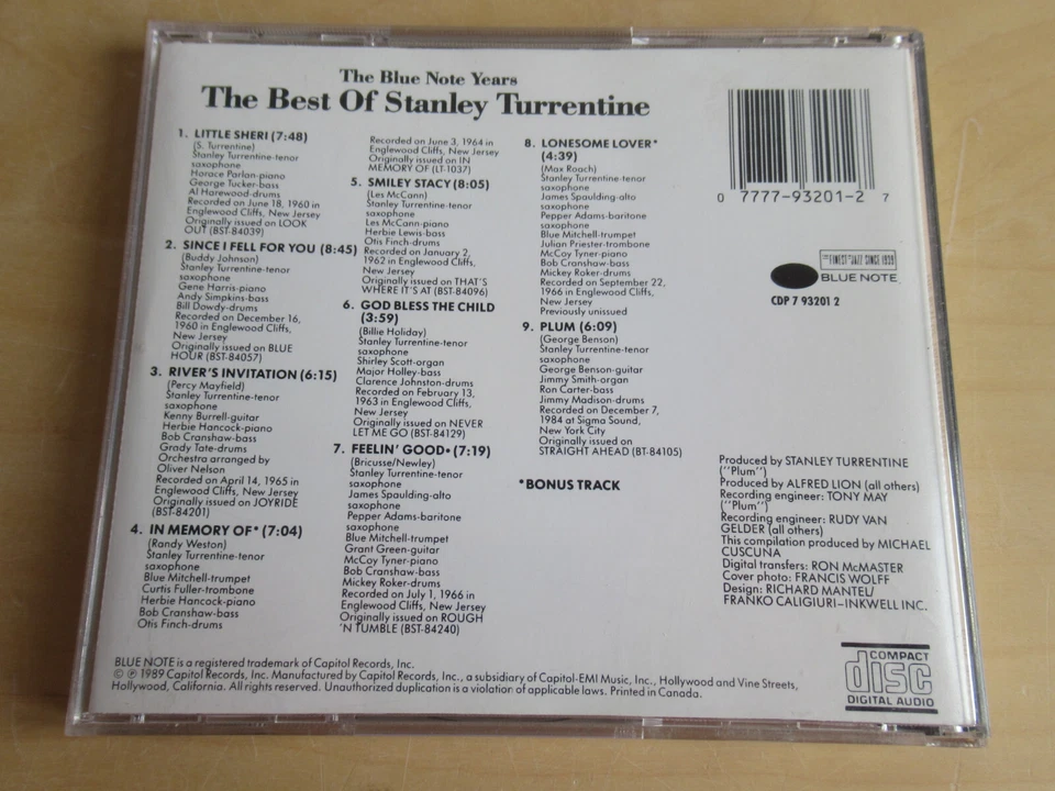 Stanley Turrentine-3 Blue Note CD´s-Hustlin´, The Spoiler and Best Of-CD´s Mint- - Bild 3 von 4