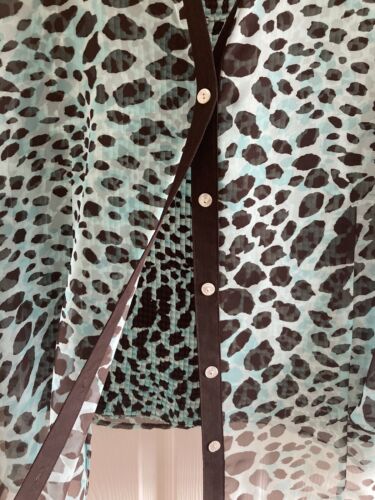 INVESTMENTS Semi-Sheer Set Button Top XL 3/4 Sleeve w Tank top Animal Blue - Picture 2 of 10