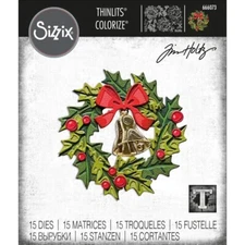 Tim Holtz "YULETIDE COLORIZE"  Wreath Sizzix Thinlits Cutting Dies Holiday 2022