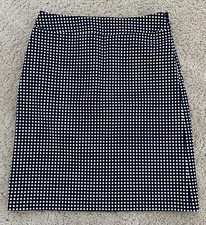 NWT ANN TAYLOR Navy Blue White Polka Dot Pencil Skirt Knee-Length Lined 4
