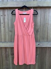* New Loft Medium salmon colored Dress With Bedazzled Striped Belt