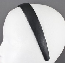 Black faux leather headband textured 1" wide hair band accessory classic style