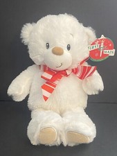 First  Main White Teddy Bear Plush Stuffed Red White Bow 9" NEW