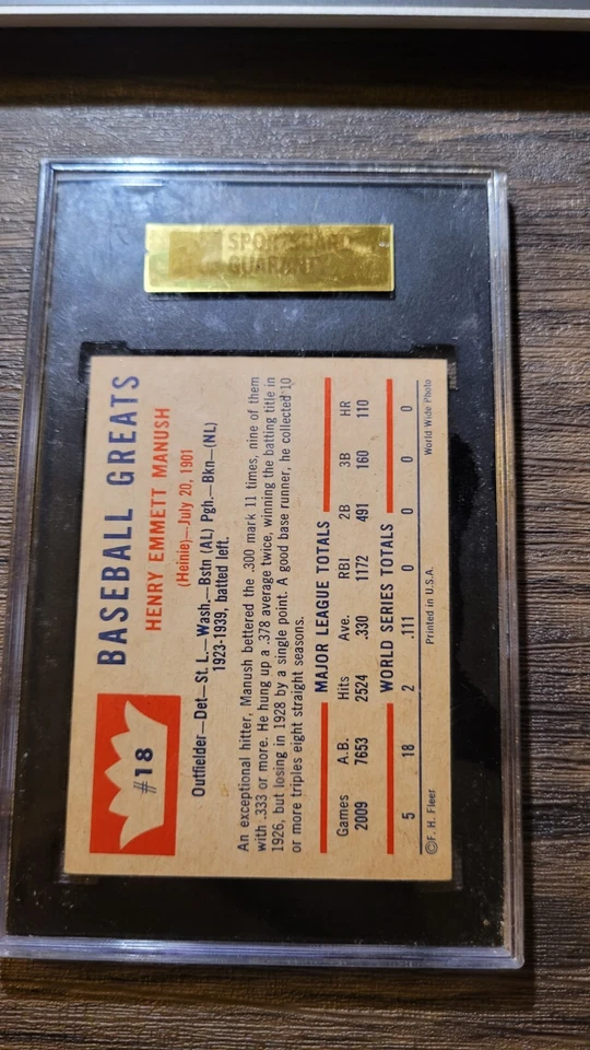 Fleer #18 1960 Heinie Manush  Foto 2 de 2