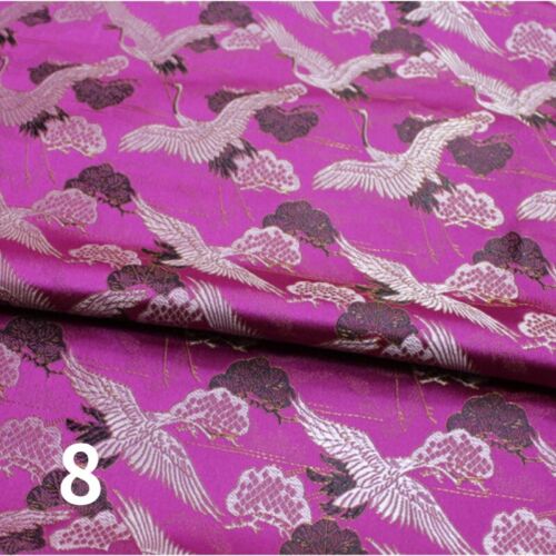 75*100cm Faux Silk Satin Fabric Craft Brocade Damask Chinese Crane Embroidery - Picture 12 of 20