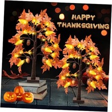 Fall Tree with Lights Thanksgiving Decorations: Pack FT Artificial Trees with 2