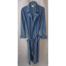 Sears Robe Mens M Blue Vintage Velour Tie Waist Long Pockets Loungewear