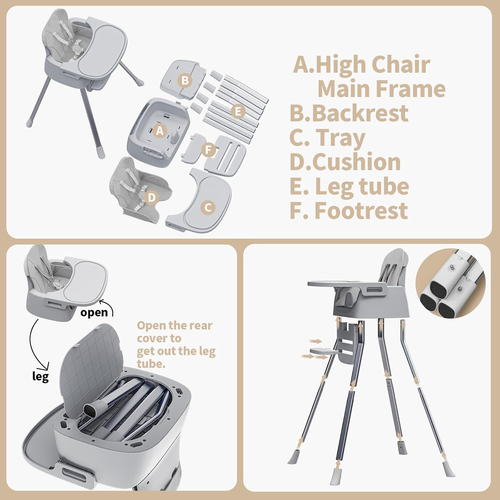 Portable Baby Highchair for Months Infants and Toddlers with 5 Point Harness Con - 第 8/12 張圖片