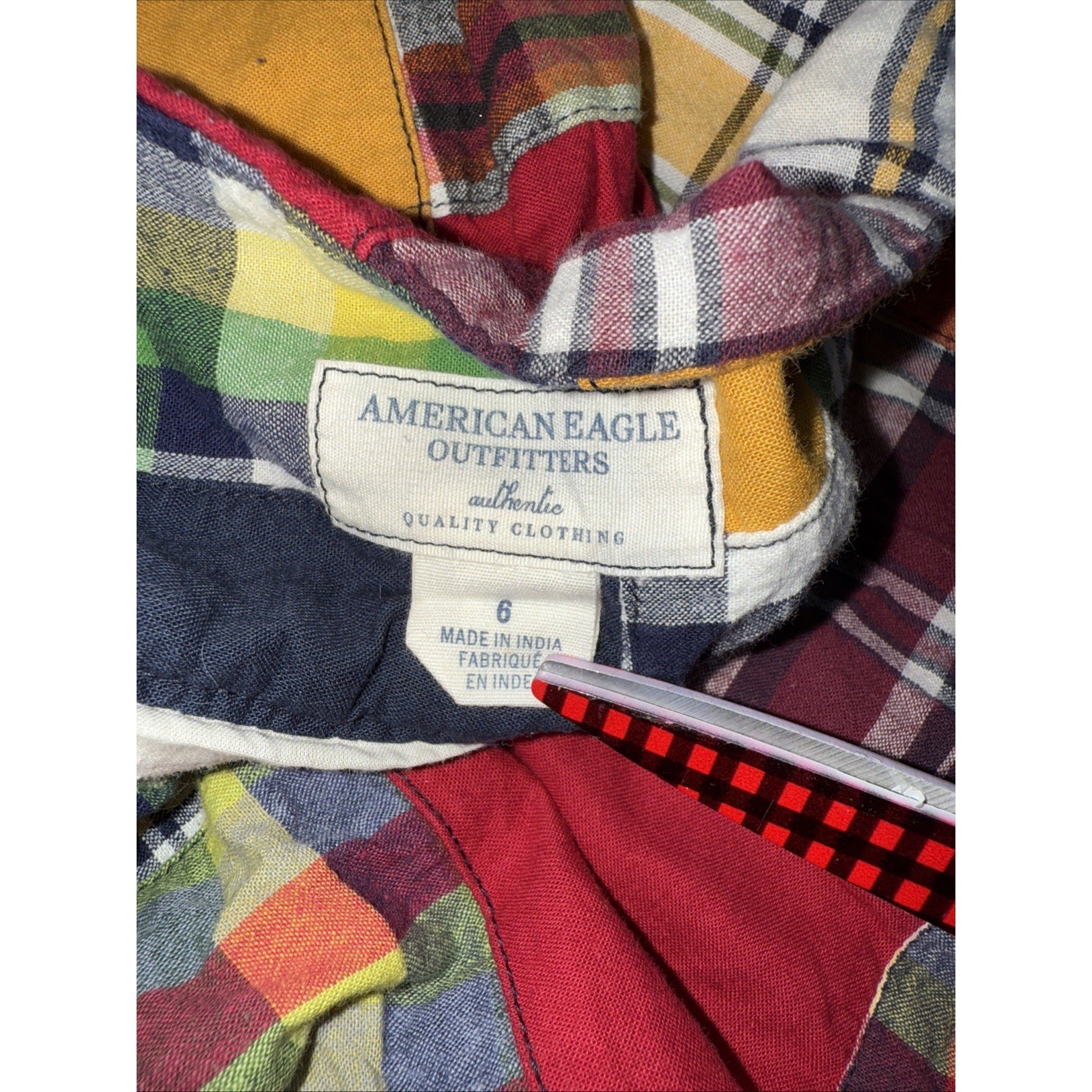 Y2K Bubble Skirt Patchwork Madras Plaid American … - image 5