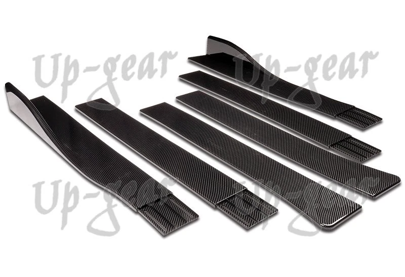 Falda lateral universal aspecto carbono divisores basculantes labio difusor 86" x 4" 6 piezas Foto 2 de 4