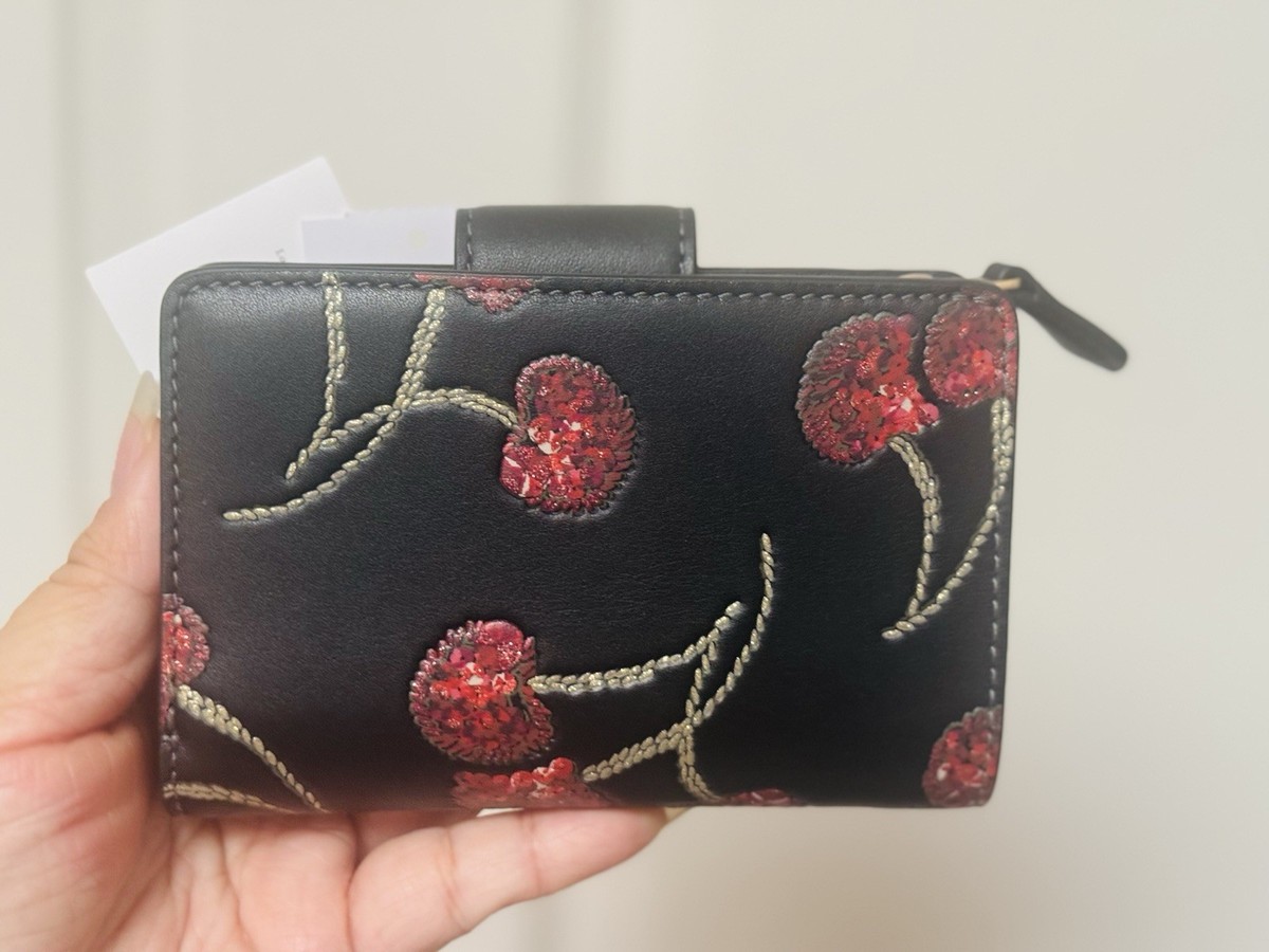 NWT Coach Medium Corner Zip Wallet With Cherry Print CDF10 | eBay