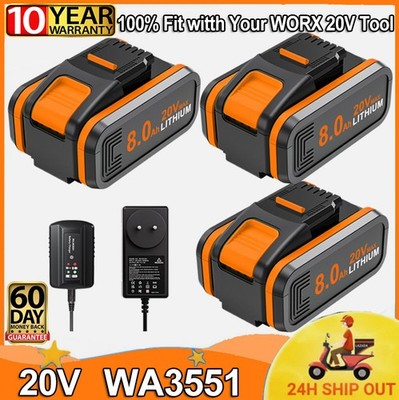 Für Worx 8000mAh 20V MAX 8,0Ah Akku Original Ersatzakku WA3553 WA3556 WA3551 DE