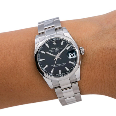 Rolex Datejust 31mm Black Stick Dial Oyster Bracelet 178240