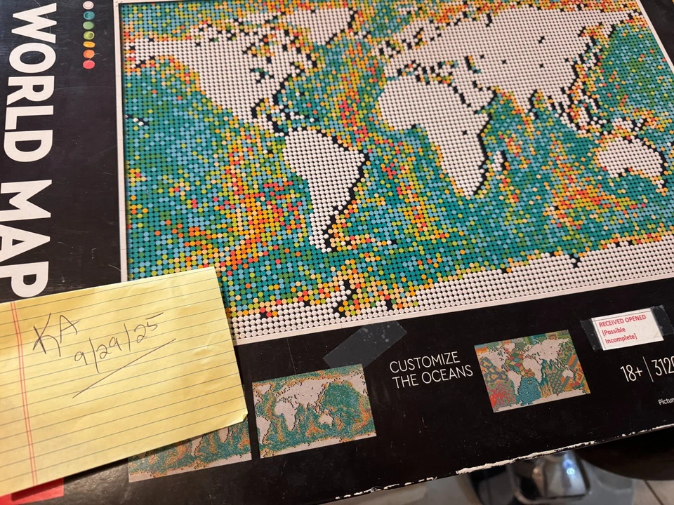 🌍 LEGO Art World Map 31203 w/ Box & Manual – Partial Build, Missing Frame Piece - Image 4 of 4